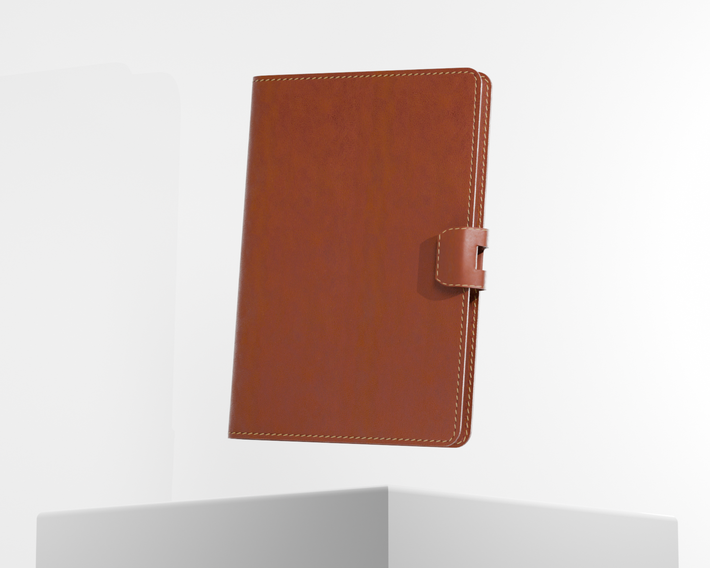 Brown leather notebook on a white background