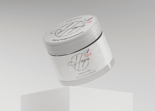 White jar with black text and design on a light gray background