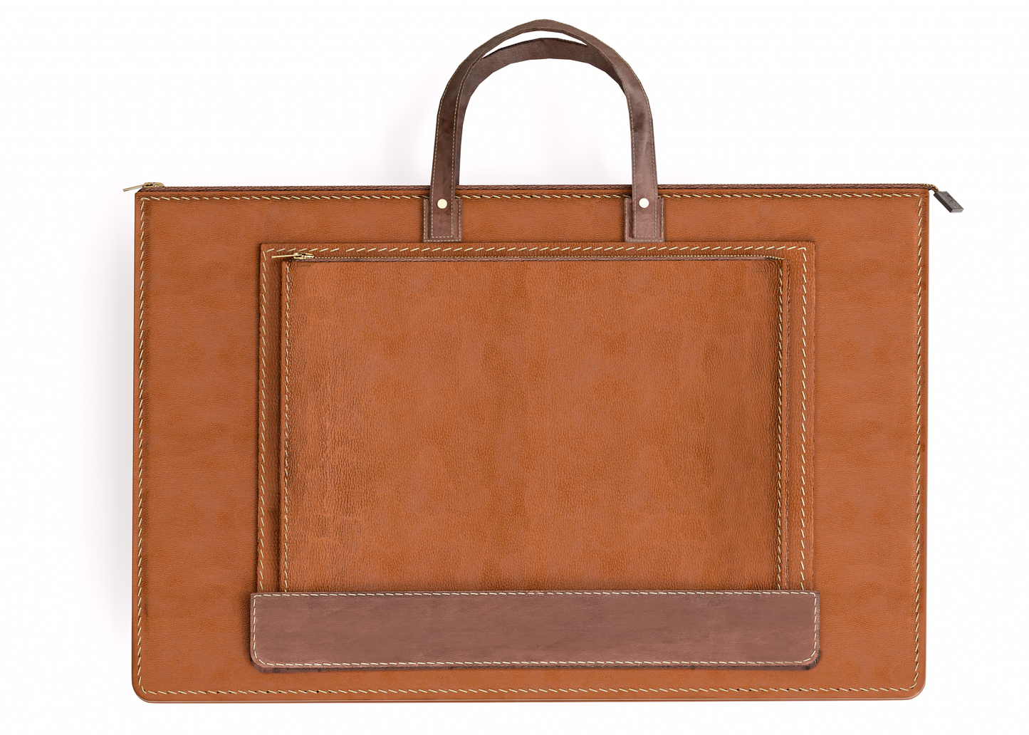 Brown leather Laptop Sleeve on a white background