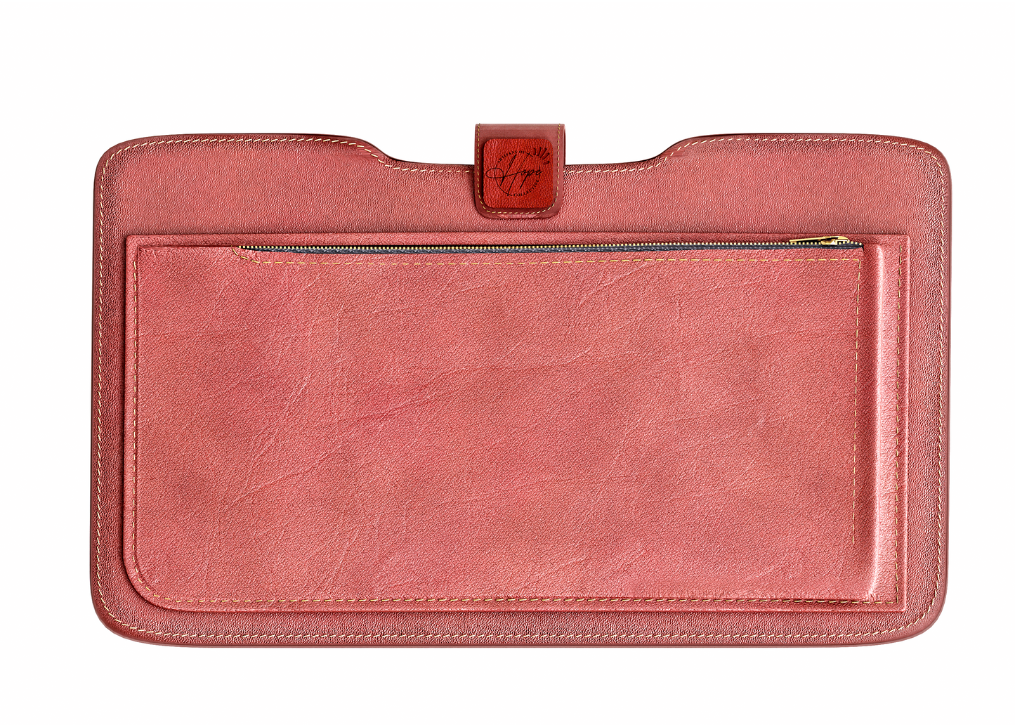 Pink leather Laptop Sleeve on a white background
