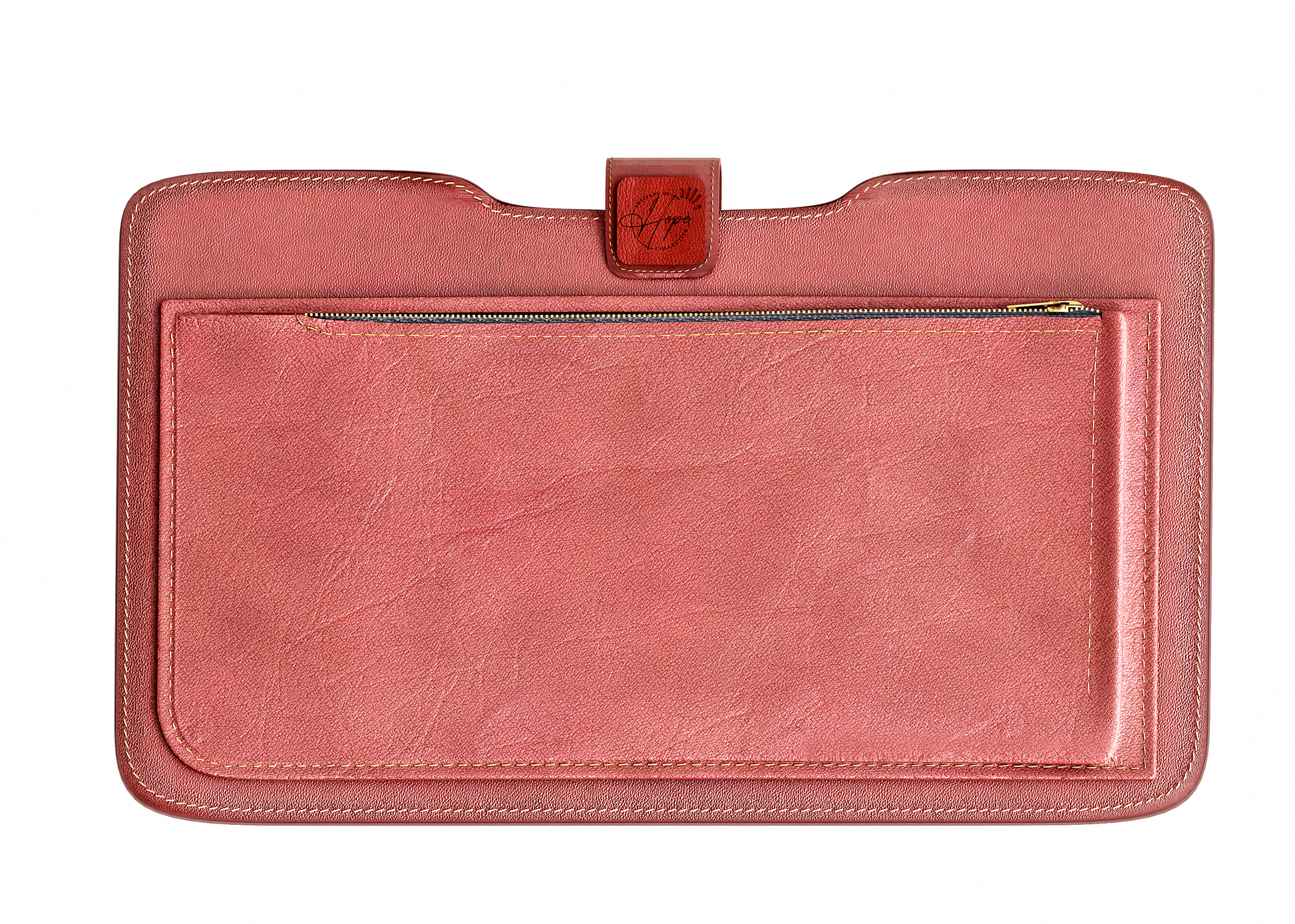 Pink leather Laptop Sleeve on a white background