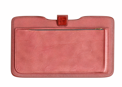 Pink leather Laptop Sleeve on a white background