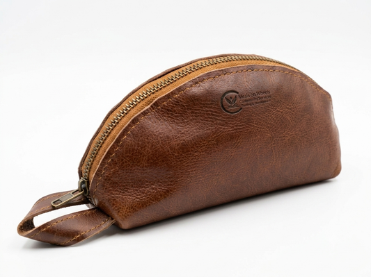The Half-Moon Leather Makeup & Cosmetic Bag