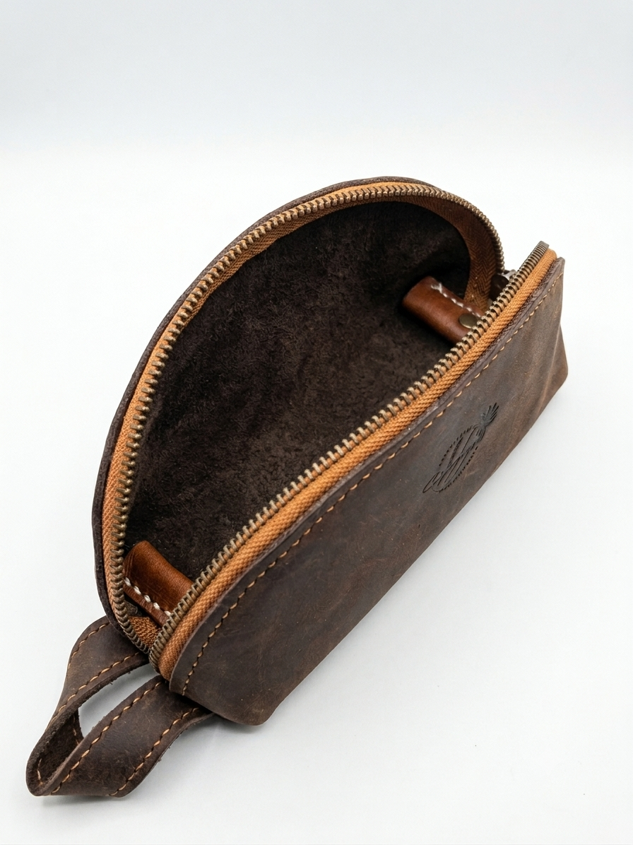 The Half-Moon Leather Makeup & Cosmetic Bag