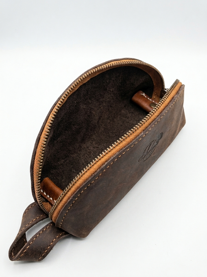 The Half-Moon Leather Makeup & Cosmetic Bag