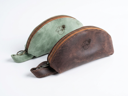 The Half-Moon Leather Makeup & Cosmetic Bag