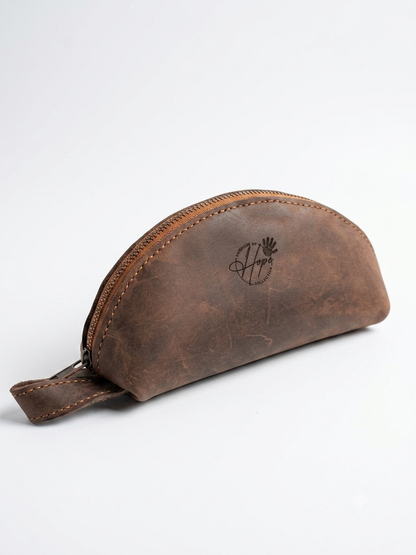 The Half-Moon Leather Makeup & Cosmetic Bag